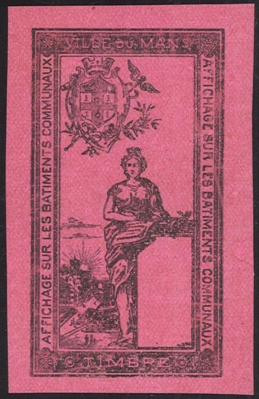 Le Mans : Timbre Fiscal 1901 : Affiches : Le Pont en X Epreuve Proof in Black on Magenta